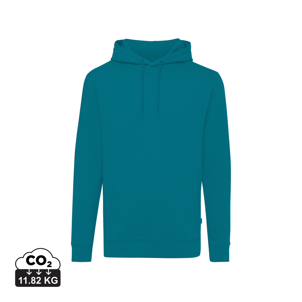 Sweat capuche unisexe publicitaire coton recyclé 340g Iqoniq Jasper Bleu canard